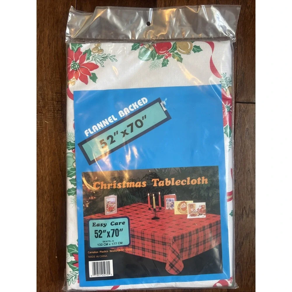 NOS Flannel Back Vinyl Tablecloth 52